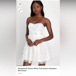 White Tulle Sequin Strapless Mini Dress - never used. Still has tag!